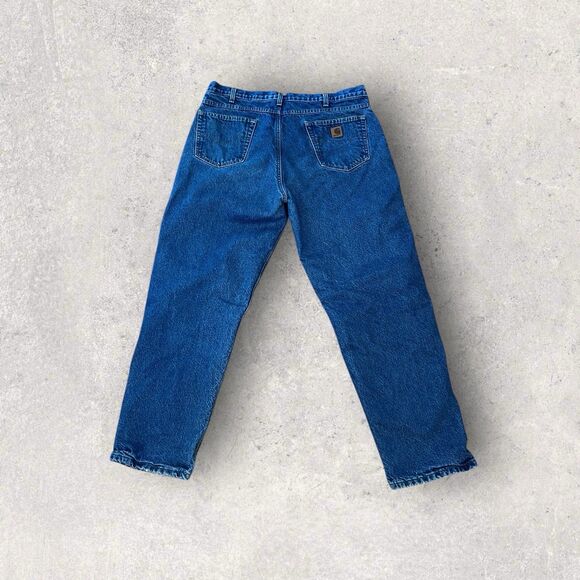 Vintage Carhartt 2004 Flannel Lined Medium Wash Denim Blue Jeans B21DST 40 X 32 - Picture 3 of 6